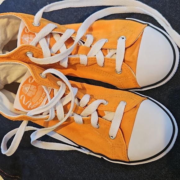 VGC Dunlop orange kids size 1 canvas Converse style high top vintage trainers - Picture 5 of 14